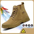 Durable khaki high-top steel toe safety work boots for men with anti-slip soles - 36 / 690 Brown Insulated Style / Brown