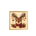Exquisite 5D acrylic diamond painting featuring a cute Christmas reindeer in gold frame - Christmas Reindeer