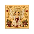 Festive Christmas angel 3D textured art painting decorated with pearls and red gems - Christmas Angel / 1 Piece