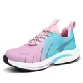 Leichte Damen-Sicherheitsschuhe mit Stahlkappe und pink-blauem atmungsaktivem Mesh - 35 / Rosa Blau Verlauf / Rosa