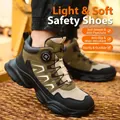 Sicherheitsschuhe für Herren mit olivgrünem Drehverschluss und Flyknit-Obermaterial - 39 / Khaki High-Top-Stil (622) / Khaki
