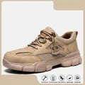 Zapato de seguridad ligero con punta de acero para mujer en color canela y malla transpirable - 36 / Mesh Style (633) / Caqui