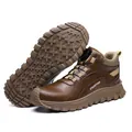 Zapatos de seguridad marrones para hombre con cierre de hebilla giratoria y suela gruesa - 36 / Caqui (907)