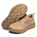 Herren Sicherheitsschuhe in Hellbraun mit Stahlkappe und atmungsaktivem Mesh-Obermaterial. - 39 / 736 Khaki Stil mit breiter Zehenkappe / Khaki