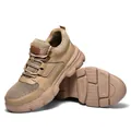 Zapatos de seguridad de malla transpirable color caqui con puntera de acero para verano - 36 / Estilo de Malla Caqui (705)