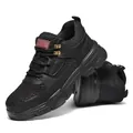 Zapatos de seguridad de malla transpirable negra con puntera de acero y suela - 36 / Estilo de Malla Negra (705) / Negro