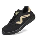 Durable black safety shoe with khaki stripes, anti-smash and puncture protection - 37 / 825 Black Large Mesh