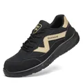 Breathable black safety shoes with beige accents, puncture-resistant and anti-smash toe - 37 / 825 Black All-season