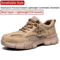 Zapato de seguridad transpirable caqui con malla superior y puntera de acero protectora - 36 / Estilo de Malla de Verano (633) / Caqui