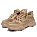 Zapatos de seguridad caqui transpirables con protección contra impactos y clavos - 36 / Estilo de Malla Caqui (705) / Caqui