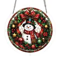 Festive snowman acrylic jigsaw puzzle hanging ornament with stained glass effect - 1 Piece / Christmas Wreath Snowman