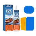 Stilruhe waterproof pool repair kit with transparent PVC adhesive and blue patches - Repair Agent 60ML*1, Scraper*1, Round Patches*5, Rectangular Patches*5