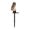 Solar powered resin owl garden stake light with detailed texture for outdoor decor - Brown