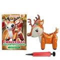 Globo de papel de aluminio de reno navideño de pie con inflador manual rojo. - Globo de Alce de Navidad + Bomba