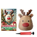 Set de globos navideños con cabeza de reno y bomba de aire manual roja incluida - Globo de Cabeza de Reno + Bomba