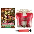 Set de globos de Navidad con forma de caja de regalo y bomba de aire manual roja decor - Globo de Caja de Regalo de Navidad + Bomba