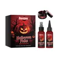 DOWMOO Halloween fake blood makeup kit including spray, drops and paste for cosplay - Spray 50ml+Drops 50ml+Cream 30g