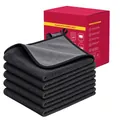 Chiffons de nettoyage en microfibre gris non pelucheux pour surfaces de maison - 5 Pièces / Gris foncé