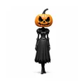 Adorno acrílico de personaje de Halloween con cabeza de calabaza - Paquete Individual / Naranja Negro