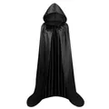 Classic black hooded cloak cape for adult cosplay party costumes in satin finish - 120 / Set / Black