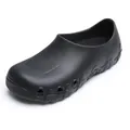 Detailed view of black slip-resistant chef work shoe featuring waterproof material - 36 / Low-Top / Black