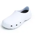 Side view of professional white non-slip chef work shoes with breathable side holes - 36 / Low-Top / White