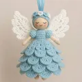 Handgefertigter hellblauer Häkelengel-Anhänger für die Weihnachtsbaumdekoration Geschenk - Blau