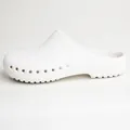 Detailed side view of white EVA non-slip medical clogs with side ventilation holes. - S(34-35) / White
