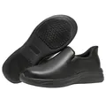 Detailed view of black slip-on work shoes with textured anti-slip rubber sole for chefs - Size 38 / Black (2502)