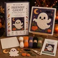 Halloween Friendly Ghost 3D fabric weaving DIY kit with colorful yarn and instructions - Ghost