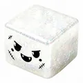 Detail van Halloween griezelige squishy kubus met iriserende glitters en eng gezicht - Glitter Wit