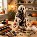 Kit completo per patchwork fai-da-te di Halloween con bambola fantasma e gatto nero - Fantasma con Scialle e Gatto Nero / Modello B