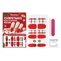 Complete Christmas themed soft gel nail sticker set with DIY manicure tools for festive art - Christmas Red & Green Theme / Christmas Nail Stickers*12 + Tool Kit