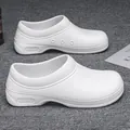 Professional white non-slip waterproof chef shoes for food factory and kitchen work - 36 / White