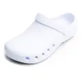 Detailed side view of white anti-slip work clogs for medical and kitchen use - 34-35 / Model 080 / White