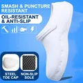 White EVA chef safety shoes with steel toe and anti-slip sole for work environments - 36-37 / White