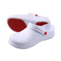 White waterproof anti-slip EVA chef shoes for kitchen and hotel work with red rubber sole - M(36-37) / White