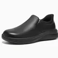 Side view detail of a professional black oil-proof and non-slip slip-on work shoe for chefs. - 37 / Black (Style 2502)