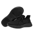 Breathable non-slip black chef work shoes showing detailed anti-skid outsole pattern - 38 / Lace-up Flyknit Style (2503) / Black