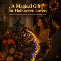 Halloween witch cauldron garden stake light with cascading fairy lights for outdoor decor. - Witch Garden Stake Light / Black (Multicolor LED)