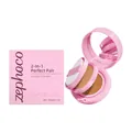 Polvos cushion 2 en 1 Zephoco para pieles oscuras, estuche rosa y caja de regalo - 19.00g