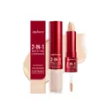Zephoco 2-in-1 multi-use concealer in light brown with stick and liquid dual ends. - Concealer Stick 3.8g + Liquid Concealer 1.7ml
