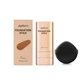 Zephoco Foundation Stick in Cocoa shade with packaging box and black makeup puff - Foundation Stick + Puff / Cocoa