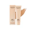 Matte liquid foundation for medium skin tones with packaging and swatch. - 30ml