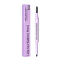 Professional long-wear double-ended eyebrow pencil in gray with purple packaging box - 1 Piece / Gray