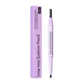 Long-wear dual-ended eyebrow pencil in black with spoolie brush and sleek packaging - 1 Piece / Black
