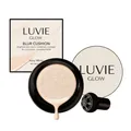 Base de maquillaje Luvie Glow Blur Cushion en Ivory White para un tono radiante - Pack de 18g con Borla de Champiñón / Marfil
