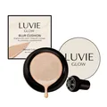 Base de maquillaje cushion Luminous Glow en color natural para un acabado impecable - Pack de 18g con Borla de Champiñón / Color Natural