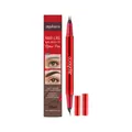 Zephoco waterproof dual brush-tip eyebrow pen for hair-like natural strokes in black color. - Double-Ended Brow Pen / 0.6ml / Black