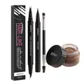 Kit de maquillaje profesional zephoco para cejas marrones con pomada y perfiladores - Marrón Oscuro
